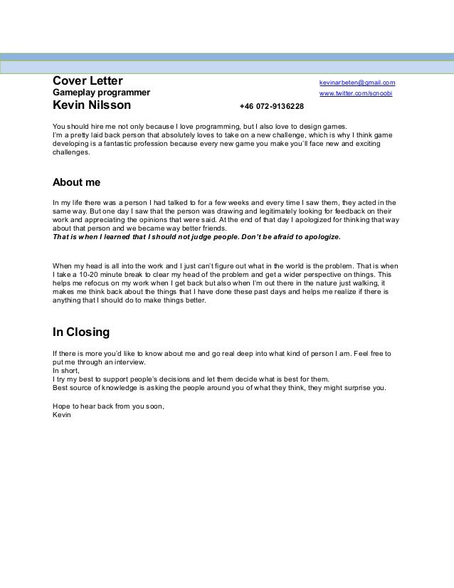 cover letter programmer