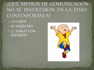 A) CARTA
B) TELÉFONO
C) TABLET CON
INTERNET