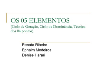 OS 05 ELEMENTOS (Ciclo de Geração, Ciclo de Dominância, Técnica dos 04 pontos) Renata Ribeiro Ephaim Medeiros Denise Harari 