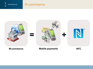M-commerce




               =                      +
M-commerce          Mobile payments       NFC




                                                11
 