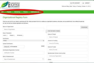 • Organizational Registry Form
 