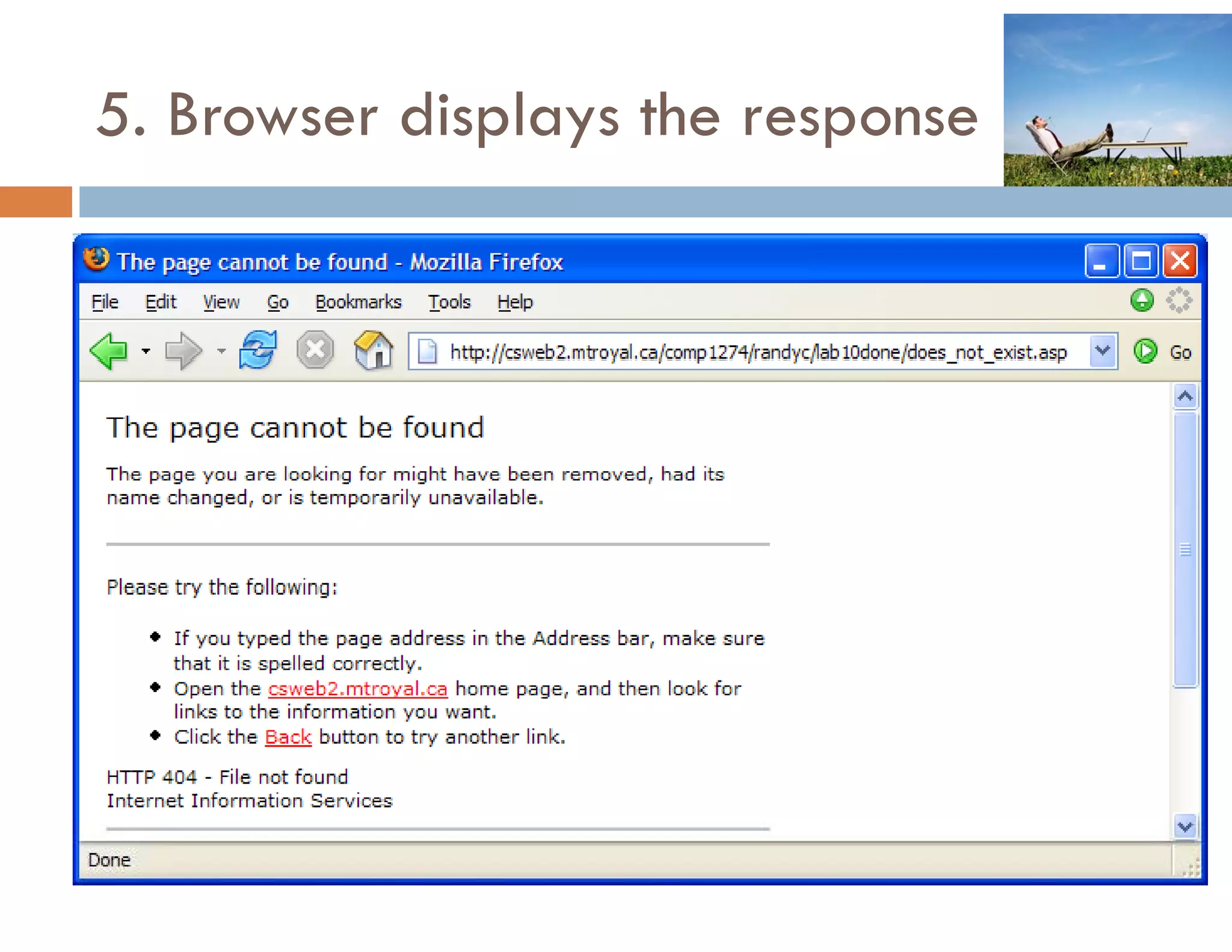 5. Browser displays the response
 