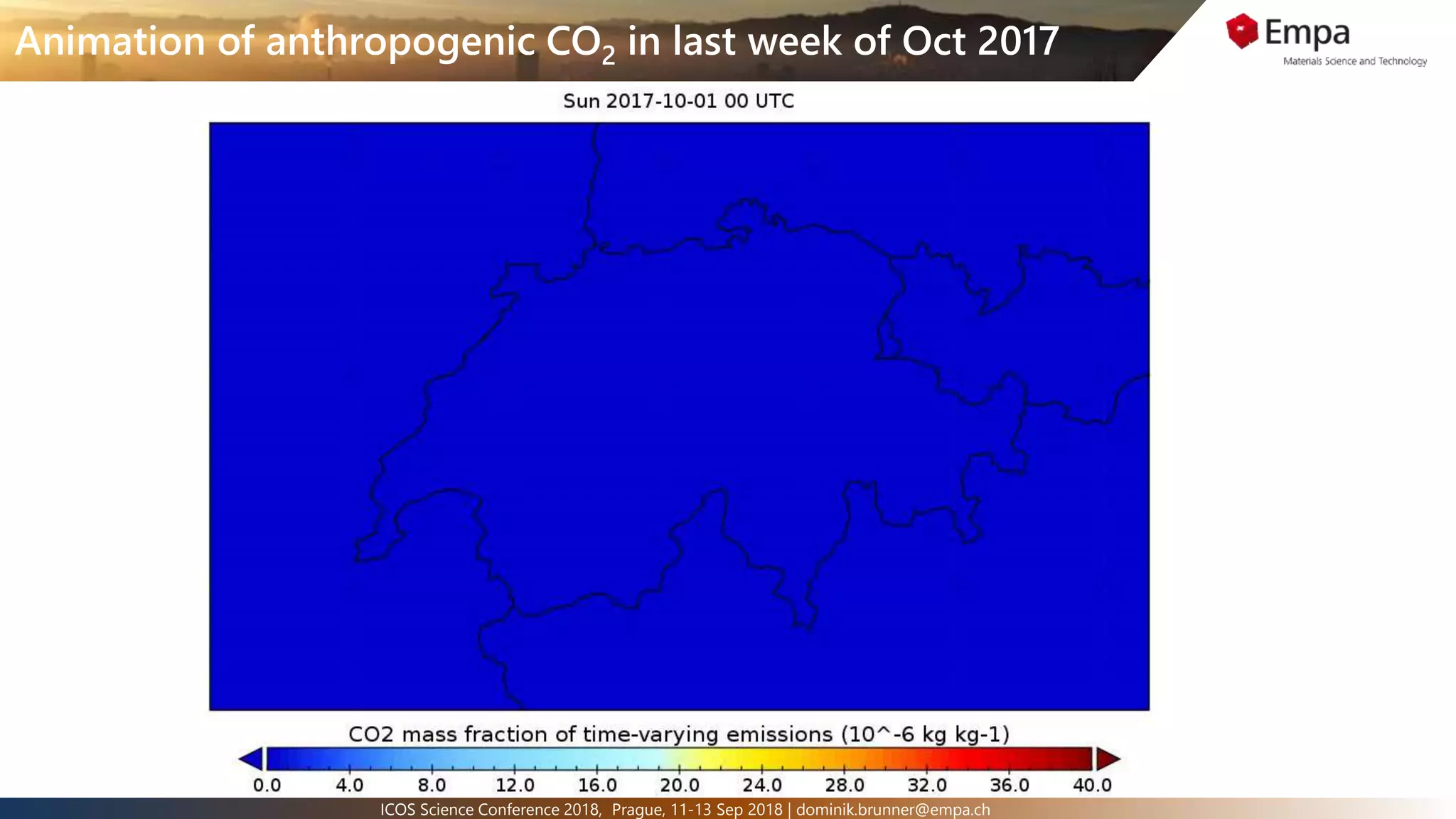 11ICOS Science Conference 2018, Prague, 11-13 Sep 2018 | dominik.brunner@empa.ch
Animation of anthropogenic CO2 in last week of Oct 2017
 