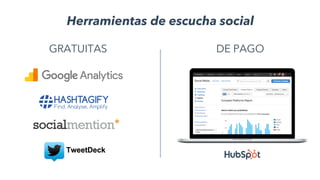 GRATUITAS
Herramientas de escucha social
DE PAGO
 