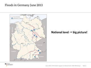 Floods in Germany June 2013
10.12.2014 | Information support at national level | UNU Workshop | Seite 8
National level  big picture!
 