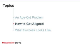 Topics
• An Age-Old Problem
• How to Get Aligned
• What Success Looks Like
 