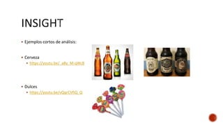  Ejemplos cortos de análisis:
 Cerveza
 https://youtu.be/_aBy_M-qWc8
 Dulces
 https://youtu.be/vQqrCVfiQ_Q
 