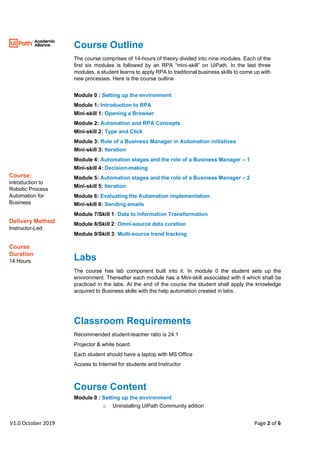 Introduction to Robotic Process Automation for Business v1.0 | PDF