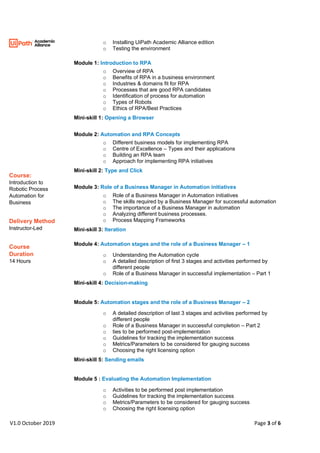 Introduction to Robotic Process Automation for Business v1.0 | PDF