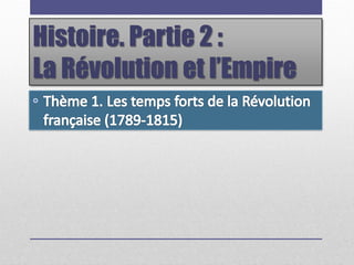 Histoire. Partie 2 :
La Révolution et l’Empire

 