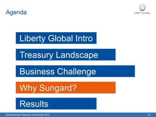 Agenda



           Liberty Global Intro
           Treasury Landscape
           Business Challenge
           Why Sungard?
           Results
Zanders Ebam Seminar | November 2012   12
 