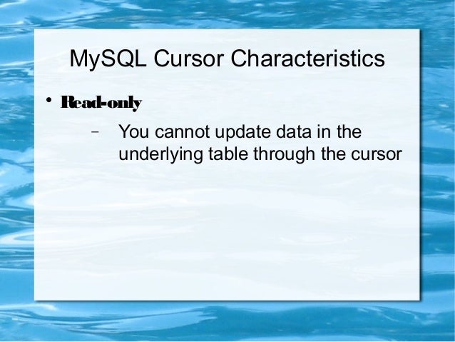Mysql cursor fetch Mysql cursor fetch