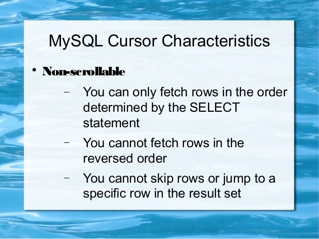 Cursors In Mysql Using The Cursor FOR Loop In PL/SQL For Oracle