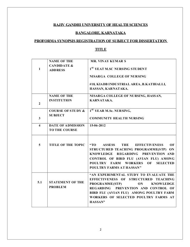 dissertation proposal proforma