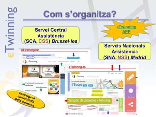 Servei Central
Assistència
(SCA, CSS) Brussel·les
Serveis Nacionals
Assistència
(SNA, NSS) Madrid
eTwinning
APP
 