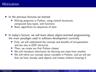 Comprehensive Introduction to Object-Oriented Programming in Python | PDF