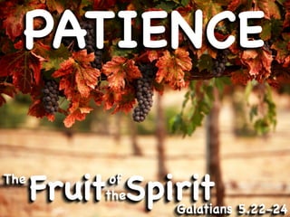 PATIENCE

The
      Fruit Spirit
           of
          the
                Galatians 5.22-24
 