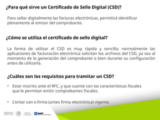 CERTIFICADO DE SELLO DIGITAL Y SU USO CON EL SAT | PPTX