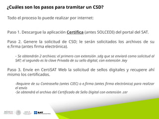 CERTIFICADO DE SELLO DIGITAL Y SU USO CON EL SAT | PPTX