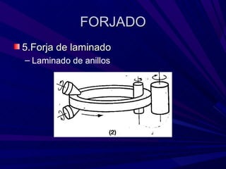 FORJADO
5.Forja de laminado
– Laminado de anillos
 