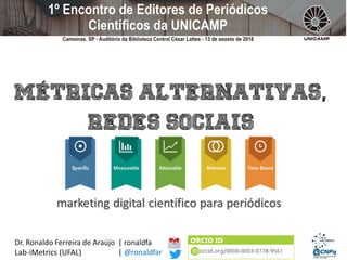 | ronaldfa
| @ronaldfar
Dr. Ronaldo Ferreira de Araújo
Lab-iMetrics (UFAL)
 