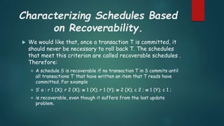 Characteristics Schedule based on Recover-ability & Serial-ability | PPTX