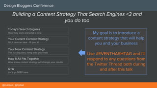 Design Bloggers Conference
Your Current Content Strategy
Oh, I have an idea - I’ll post it!
Today’s Search Engines
How the...