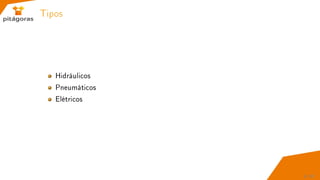 Tipos
Hidráulicos
Pneumáticos
Elétricos
6 / 67
 