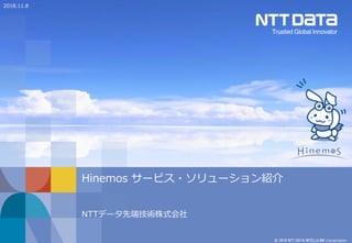 © 2018 NTT DATA INTELLILINK Corporation
Hinemos サービス・ソリューション紹介
NTTデータ先端技術株式会社
2018.11.8
 