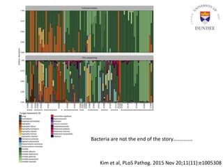 Bacteria are not the end of the story……………
Kim et al, PLoS Pathog. 2015 Nov 20;11(11):e1005308
 