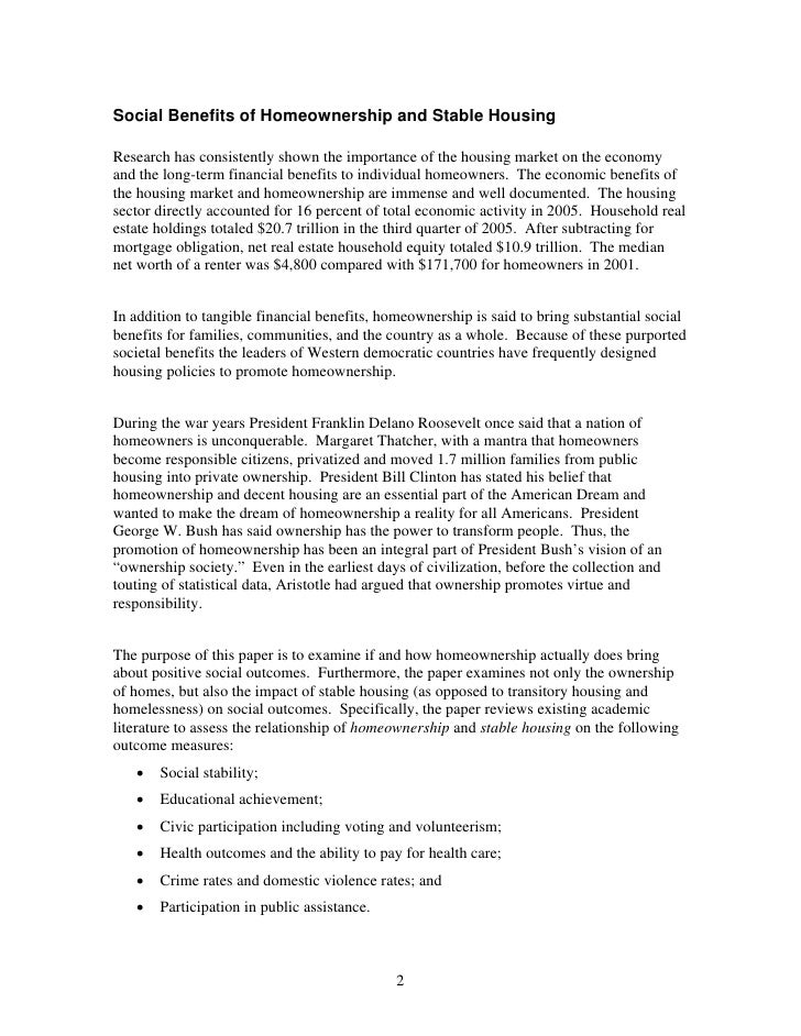 The Social Benefits Of Stable Housing