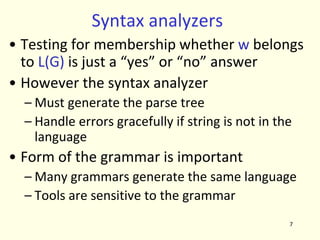 05SyntaxAnalysis in compiler design notespdf | PPT
