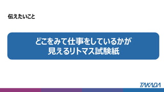 伝えたいこと
デジタルトランスフォーメーションは
未来に向けた変革のための取り組みの一部
未来を見据えている製品
どこをみて仕事をしているかが
見えるリトマス試験紙
 