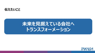 伝えたいこと
デジタルトランスフォーメーションは
未来に向けた変革のための取り組みの一部
未来を見据えている製品
どこをみて仕事をしているかが
見えるリトマス試験紙
未来を見据えている会社へ
トランスフォーメーション
 