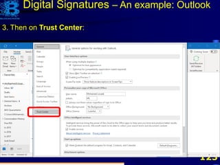 123
3. Then on Trust Center:
Digital Signatures – An example: Outlook
 