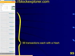 95
https://blockexplorer.com
99 transactions each with a Hash
 