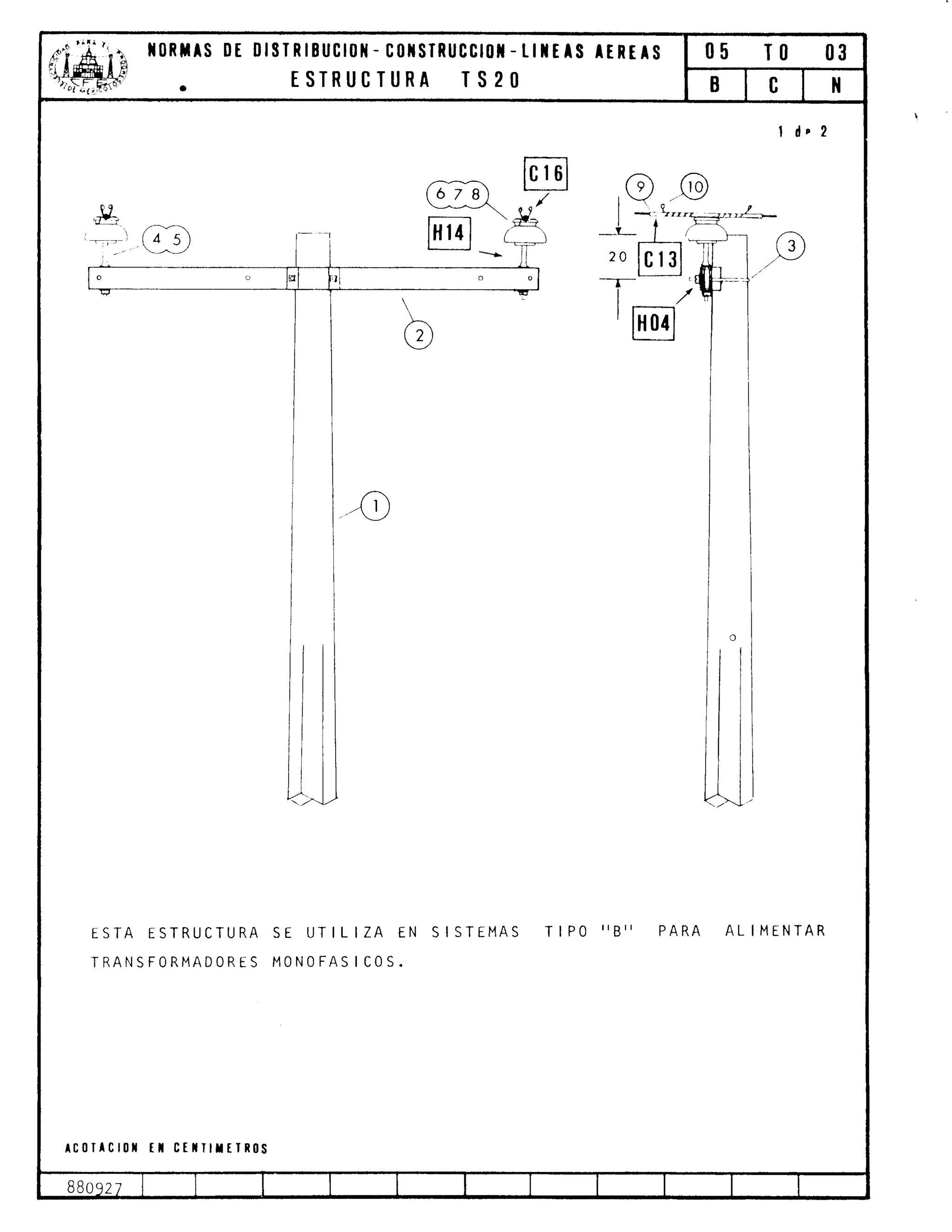 Normas de Distribución - Construcción - Lineas Aéreas Estructura T | PDF