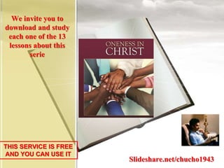 We invite you to
download and study
each one of the 13
lessons about this
serie
THIS SERVICE IS FREE
AND YOU CAN USE IT
Slideshare.net/chucho1943
 