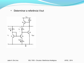EEL 7303 – Circuitos Eletrônicos AnalógicosJader A. De Lima UFSC, 2014
• Determinar a referência Vout
 