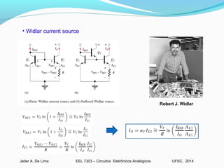 EEL 7303 – Circuitos Eletrônicos AnalógicosJader A. De Lima UFSC, 2014
Robert J. Widlar
• Widlar current source
 