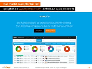 Das macht Scompler für Sie!
Besuchen Sie www.scompler.com (einfach auf das Bild klicken)
Montag, 19. Oktober 2015 copyright talkabout, Mirko Lange, alle Rechte vorbehalten 68
 
