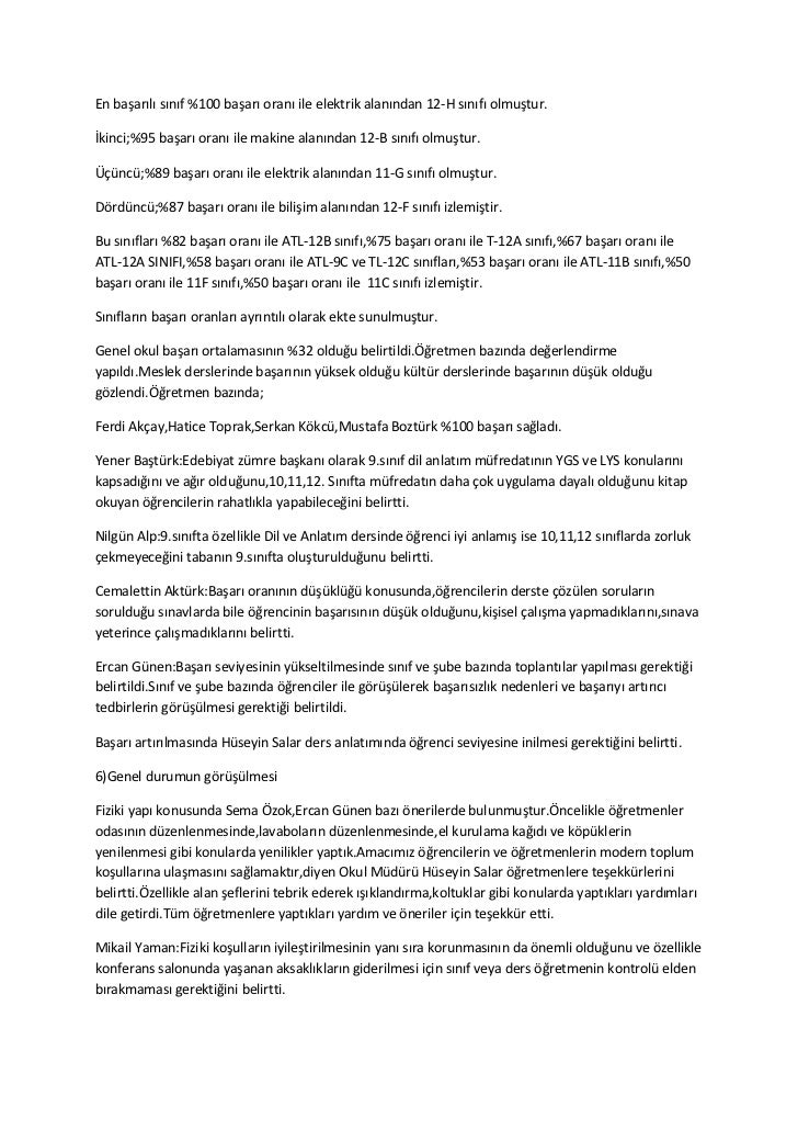 4 Sinif 2 Donem 3 Veli Toplanti Tutanagi