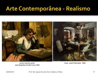 02/06/2014 Prof. Ms. Agnes Arruda | Arte, Estética e Mídia 17
Jovem Garota Lendo,
Jean-Baptiste-Camille Corot,1868
Casa, Jožef Petkovšek, 1889
 