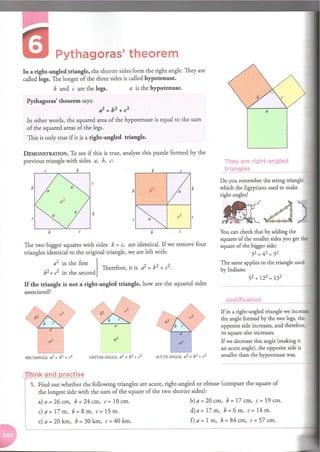 Actividades refuerzo teorema de Pitágoras 2º ESO