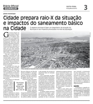 Diário Oficial
 GUARUJÁ
                                                                                                                                 sexta-feira
                                                                                                                                 6 de julho de 2012
                                                                                                                                                                      3
plano municipal


Cidade prepara raio-X da situação
e impactos do saneamento básico
na Cidade                                             O objetivo principal é fazer um diagnóstico da situação do
                                                      Município e dos impactos provocados na vida da população



G
             uar ujá deverá ter




                                                                                                                                                                                     Pedro Rezende
             seu próprio Plano de
             Saneamento Bási-
             co. O objetivo, entre
outros, é fazer um diagnóstico
da situação do Município e dos
impactos nas condições de vida
da população. Para tanto, serão
utilizados indicadores sanitários,
epidemiológicos, ambientais e
socioeconômicos, apontando as
causas das deficiências detec-
tadas, para que sejam adotadas
soluções graduais e progressivas,
observando a compatibilidade
com os demais planos setoriais.
    Para que a medida seja im-
plantada, é necessário que seja
submetida previamente a uma
consulta pública, para que todos
os setores da sociedade exami-
nem e proponham as adequações
necessárias. Posteriormente, o
plano será oficializado por lei ou
decreto municipal.
    A sociedade civil como um
todo pode participar da elabo-
ração do Plano, em especial os O Plano Municipal de Saneamento Básico deverá ser submetido a consulta pública e oficializado por lei ou decreto municipal
integrantes do Fórum Perma-
nente da Agenda 21, que conta Recursos Hídricos da Baixada e pela prestação dos serviços de ambiental nos aspectos relaciona- solo, incluindo: a minimização
com representantes do primeiro, Santista (UGRHI 7), abrangen- saneamento básico do município dos ao saneamento básico; con- de áreas impermeáveis; o con-
segundo e terceiro e setores. do os municípios de Bertioga, de Guarujá.                                     dições técnicas e institucionais trole do desmatamento e dos
Comentários e sugestões podem Cubatão, Guarujá, Itanhaém,                 Com a aprovação do Plano para a garantia da qualidade e processos de erosão e assorea-
ser enviados até o dia 30 de julho Mongaguá, Peruíbe, Praia Gran- Municipal de Saneamento Básico, segurança da água para consumo mento; a criação de alternativas
pela internet.                     de, Santos e São Vicente.           será possível definir critérios para humano e os instrumentos para de infiltração das águas no solo; a
    O documento foi elaborado          Os serviços estão sendo desen- a priorização dos investimentos, a informação da qualidade da recomposição da vegetação ciliar
pela parceria firma-                             volvidos mediante o em especial para o atendimento água à população; além de definir de rios urbanos e a captação de
da entre o Depar-                                esforço conjunto da à população de baixa renda; fixar requisitos e ações para promover águas de chuva para detenção ou
tamento de Águas
                            Munícipes            Secretaria de Sane- metas físicas baseadas no perfil a redução na geração de resíduos reaproveitamento.
e Energia Elétrica             podem             amento e Energia, do déficit de saneamento básico e sólidos, estabelecendo práticas
(DAEE) e a Con-            opinar pela           do Departamento nas características locais e avaliar de reutilização e soluções de Sugestões
cremat Engenharia                                de Águas e Energia os impactos financeiros com base reciclagem.                                       Comentários e sugestões de-
e Tecnologia S/A.
                              internet           Elétrica e dos mu- na capacidade de pagamento da              Deve-se, ainda, definir ações vem ser enviados pelo site www.
A ação contempla o         até o dia 30          nicípios, representa- população.                           para promover a coleta seletiva e guaruja.ap.gov.br/comentarios
programa de apoio                                dos pelos respectivos    A medida também permitirá a inclusão social e econômica de ou e-mail: projetos_sepla@gua-
técnico a elaboração de planos Grupos Executivos Locais (GEL), estabelecer estratégias e ações catadores de materiais reciclá- ruja.sp.gov.br. As mensagens
integrados municipais e regional envolvendo de maneira articulada para promover a saúde ambien- veis; para o manejo sustentável recebidas serão encaminhadas
de saneamento básico para a os responsáveis pela formulação tal, salubridade ambiental, a das águas pluviais urbanas, con- ao DAEE para as correções ne-
Unidade de Gerenciamento de das políticas públicas municipais qualidade de vida e a educação forme as normas de ocupação do cessárias.
 