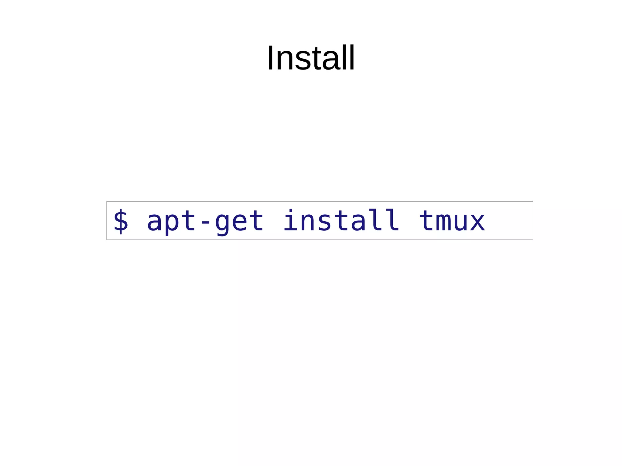 Install
$ apt-get install tmux
 