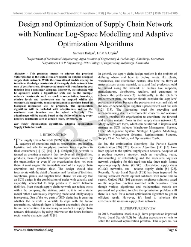 Design and Optimization of Supply Chain Network with Nonlinear Log ...