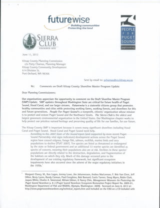Futurewise - People for Puget Sound - Sierra Club comments on smp draft