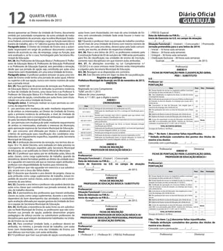 12

Diário Oficial
GUARUJÁ

quarta-feira

6 de novembro de 2013

deverá apresentar ao Diretor da Unidade de Ensino, documento
emitido por autoridade competente, da outra unidade de trabalho, comprobatório do acúmulo, seja na esfera Municipal, Estadual ou Federal, constando o emprego, cargo ou função exercido e o
horário de trabalho, até o 15.º (décimo quinto) dia letivo de 2014.
Parágrafo único. O Diretor da Unidade de Ensino será a autoridade responsável em exigir do professor documento comprobatório de acúmulo ou não, de emprego, cargo ou função, que
será analisado e, se for o caso, homologado pela Secretaria Municipal de Educação.
Art. 28. Aos Professores de Educação Básica I, Professores II, Professores de Educação Básica III, Professores de Educação Profissional
e os Professores de Educação Especial, será permitida a remoção,
desde que sua jornada de opção seja constituída por aulas e/ou
classe livres (sem titularidade), em uma única Unidade de Ensino.
Parágrafo único. O professor poderá remover-se para uma Unidade de Ensino onde tenha uma jornada de aulas igual, inferior
ou superior a de sua opção, nunca com menor número de aulas
que a jornada inicial.
Art. 29. Para participar do processo de remoção aos Professores
de Educação Básica I deverá ter atribuída na primeira instância,
na fase de Unidade de Ensino, uma classe livre e ao Professor II,
Professor de Educação Básica III e Professor de Educação Especial a jornada de opção, constituídas por aulas livres (sem titularidade) em uma única Unidade de Ensino.
Parágrafo único. A remoção realizar-se-á por permuta ou concurso, da seguinte forma:
I – por permuta sem mudança de sede: mediante requerimento de ambos os interessados, ao Diretor da Unidade de Ensino,
após a primeira instância da atribuição, a nível de Unidade de
Ensino, de acordo com o cronograma de atribuição a ser expedido pela Secretaria Municipal de Educação;
II – por permuta com mudança de sede: mediante requerimento
de ambos os interessados, analisado o interesse do Município,
após aprovação expressa da Secretaria Municipal de Educação;
III – por concurso: será efetuada por títulos e obedecerá aos
critérios de pontuação para classificação dos candidatos estabelecidos em regulamento específico, expedido pela Secretaria
Municipal de Educação.
Art. 30. A atribuição decorrente da remoção, nos termos dos artigos 18 e 19, deste Decreto, será realizada em data prevista no
cronograma de atribuição expedido pela Secretaria Municipal
de Educação, a ser publicada no Diário Oficial do Município.
Art. 31. O professor que optou por ter atribuídas aulas, bloco de
aulas, classes, como carga suplementar de trabalho, quando da
desistência, deverá formalizar pedido ao diretor da unidade escolar e aguardar em exercício até que as mesmas sejam atribuídas a
professor com disponibilidade de horário para ministrá-las.
§1.º O professor que não aguardar em exercício a sua substituição, arcará com o ônus das faltas dadas.
§2.º O docente que durante o ano desistir de projeto, classe ou
aula atribuída como carga suplementar de trabalho, estará impedido de assumir outras classes, aulas ou projetos até o encerramento do ano letivo.
Art. 32. Durante o ano letivo o professor não poderá desistir das
aulas e/ou classe que constituem sua jornada semanal, de opção, de trabalho docente.
Art. 33. A permanência dos professores que tiveram atribuídas
classes ou aulas como carga suplementar, durante o ano letivo,
dependerá do bom desempenho das atividades e assiduidade
após avaliação efetuada por equipe gestora da Unidade de Ensino e equipe da Secretaria Municipal de Educação.
Art. 34. Verificada a inexistência de aulas livres ou em substituição na Rede Municipal de Ensino, os professores que não constituíram sua jornada de opção, poderão desenvolver projeto
pedagógico de reforço escolar ou substituírem professores de
disciplina para qual estejam devidamente habilitados na Unidade de Ensino ou na rede.
Art. 35. Para constituir Unidade Sede, o professor deverá ter
atribuída, no mínimo, a jornada inicial de trabalho, com aulas
livres (sem titularidade), em uma das Unidades de Ensino, em
que efetuou sua inscrição, com aulas atribuídas.
§1.º O professor que tiver sua jornada de opção constituída por

aulas livres (sem titularidade), em mais de uma Unidade de Ensino, será considerada Unidade Sede onde houver o maior número de aulas.
§2.º Quando o professor tiver sua jornada de trabalho constituída em mais de uma Unidade de Ensino com mesmo número de
aulas livres, em cada uma delas, deverá optar pela Sede comunicando, por escrito, ao diretor da respectiva Unidade.
Art. 36. Para o ano letivo de 2015, os professores estáveis pela
Constituição Federal de 05 de outubro de 1988 serão pontuados
para fins de classificação nas unidades de ensino de inscrição,
somente na(s) disciplina(s) em que tiverem aulas atribuídas.
Art. 37. As alterações ocorridas na Lei Complementar n.º
135/2012 e os casos omissos neste Decreto serão interpretados
e julgados pela Secretaria Municipal de Educação.
Art. 38. Revogam-se as disposições em contrário.
Art. 39. Este Decreto entra em vigor na data de sua publicação.
Registre-se e publique-se.
Prefeitura Municipal de Guarujá, em 05 de novembro de 2013.
PREFEITA
“SERIN”/dll
Registrado no Livro Competente
“GAB”, em 05.11.2013
Débora de Lima Lourenço
Pront. n.º 11.901, que o digitei e assino
ANEXO I
CRONOGRAMA
Data
Ações
Até o dia 06/11/2013 Entrega de documentação dos professores nas U.E.s
Publicação da classificação nas U.E.s e entrega da Classificação para a
13/11/2013
SEDUC
Período para inscrição na(s) U.E.(s) e período para que entrem com
14, 18 e 19/11/2013
recurso em relação à Classificação nas U.E.s
Período para que as U.Es analisem e respondam aos recursos impetrados
Até 26/11/2013
pelos professores
Publicação da classificação nas U.E.(s), se houver alteração entregar
27/11/2013
classificação para SEDUC
Publicação da Classificação Geral pela SEDUC, no Centro de Capacitação
28/11/2013
Prof. Carmine Felippelli e SEDUC, as 14 horas
Até 05/12/2013
Período para entrega de recursos na SEDUC
Até 11/12/2013
Publicação da decisão a respeito dos recursos impetrados no D.O.
Publicação da Classificação Geral, se houver alteração, no Centro de
12/12/2013
Capacitação Prof. Carmine Felippelli e SEDUC, as 14 horas

ANEXO II
FICHA DE INSCRIÇÃO
PROFESSOR DE EDUCAÇÃO BÁSICA I
U.E.:________________________________________________
Professor(a): ________________________________________
Situação Funcional: ( ) Estável ( ) Concursado
Data de Admissão na P.M.G.: ____/______/_____
Início de Exercício na U.E. no campo de atuação:
_____/______/_____
Guarujá, _____de ___________________de 2013.
______________________________
Professor(a)
ANEXO III
FICHA DE INSCRIÇÃO
PROFESSOR DE EDUCAÇÃO BÁSICA I SUBSTITUTO
U.E.:_________________________________________________
Professor(a): _________________________________________
Situação Funcional: Concursado
Data de Admissão na P.M.G.: _____/______/______
Início de regência na P.M.G.:_____/______/_______
Guarujá, _____de ___________________de 2013.
_______________________________
Professor(a)
ANEXO IV
FICHA DE INSCRIÇÃO
PROFESSOR II/PROFESSOR DE EDUCAÇÃO BÁSICA III/
PROFESSOR DE EDUCAÇÃO PROFISSIONAL/PROFESSOR
DE EDUCAÇÃO ESPECIAL
U.E.:________________________________________________
Professor(a): ________________________________________
Disciplina: __________________________________________
Nível:
( ) Professor II ( ) Professor III ( ) PEB Ed. Profissional

( ) PEB Ed. Especial
Data de Admissão na P.M.G.: ____/______/_____
Início de Exercício na U.E. no campo de atuação:
_____/______/______
Situação Funcional: ( ) Estável ( ) Concursado ( ) Promovido
Jornada pretendida para o ano letivo de 2014:
( ) Inicial – 16 horas-aula semanais
( ) Básica – 24 horas-aula semanais
( ) Integral – 36 horas-aula semanais
( ) Dedicação Exclusiva – 40 horas-aula semanais
Guarujá, _____de ___________________de 2013.
_______________________________
Professor(a)
ANEXO V
FICHA DE PONTUAÇÃO PARA CLASSIFICAÇÃO GERAL
PEB I – SUBSTITUTO
U.E.:________________________________________________
Professor (a): ________________________________________
PONTUAÇÃO
Itens
01. Tempo líquido de serviço no magistério público municipal
de Guarujá, em dias corridos até 31/10/2013.
02. Dias trabalhados na regência de classe, na rede de ensino
municipal de Guarujá.
03. Certificado de aprovação em Concurso Público no Município
de Guarujá, na área de atuação, no emprego que ocupa, até o
limite de um.
04. Licenciatura na área de Educação, não exigida para o
exercício do emprego, até o limite de um.
05. Pós-graduação lato sensu na área de Educação, até o limite
de um.
06. Diploma de Mestre na área de Educação, até o limite de um.
07. Diploma de Doutor na área de Educação, até o limite de um.

Peso

Dias

Pontuação

0,01
0,01
5,0

----

2,0

----

3,0

----

5,0
10,0

-------

08. Cursos de capacitação na área de Educação, reconhecidos
Horas
pelo MEC e os autorizados pela SEDUC, máximo de 150 horas, 0,01/h
realizados no período de 01/11/2011 até 31/10/2013.
TOTAL DE PONTOS OBTIDOS
Encargos de Família (n.º de filhos)

-------

-------

Obs.: * No item: 1 descontar faltas injustificadas.
* Vedada atribuição cumulativa dos pontos dos títulos de
mestre e/ou doutor.
Concordo com a pontuação: _____/____/_____
________________________
______________________
Professor(a)
Diretor(a)
ANEXO VI
FICHA DE PONTUAÇÃO PARA CLASSIFICAÇÃO GERAL
PROFESSOR DE EDUCAÇÃO BÁSICA I
U.E.:________________________________________________
Professor(a):_________________________________________
PONTUAÇÃO
Itens
01. Tempo líquido de serviço no magistério público municipal
de Guarujá, em dias corridos até 31/10/2013.
02. Tempo líquido de serviço na Unidade Escolar, no campo de
atuação na função, em dias corridos até 31/10/2013.
03. Certificado de aprovação em Concurso Público no Município de Guarujá, na área de atuação, no emprego que ocupa,
até o limite de um.
04. Licenciatura na área de Educação, não exigida para o exercício do emprego, até o limite de um.
05. Pós-graduação lato sensu na área de Educação, até o limite
de um.
06. Diploma de Mestre na área de Educação, até o limite de um.
07. Diploma de Doutor na área de Educação, até o limite de um.

Peso

Dias

Pontuação

0,01
0,1
5,0

----

2,0

----

3,0

----

5,0
10,0

-------

08. Cursos de capacitação na área de Educação, reconhecidos
Horas
pelo MEC e os autorizados pela SEDUC, máximo de 150 horas, 0,01/h
realizados no período de 01/11/2011 até 31/10/2013.
TOTAL DE PONTOS OBTIDOS
Encargos de Família (n.º de filhos)

-------

-------

Obs.: * No item: 1 e 2 descontar faltas injustificadas.
* Vedada atribuição cumulativa dos pontos dos títulos de
mestre e/ou doutor.
Concordo com a pontuação: _____/____/_____
_________________________ ______________________
Professor(a)
Diretor(a)

 