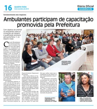 16

Diário Oficial
GUARUJÁ

quarta-feira

6 de novembro de 2013

fortalecimento dos negócios

Ambulantes participam de capacitação
promovida pela Prefeitura
Fotos Pedro Rezende

Com objetivo de orientar
os ambulantes sobre as
condições de trabalho,
a qualificação acontece
até quinta-feira, 7, no
Delphin Hotel

C

erca de 100 ambulantes
de Guarujá participaram do primeiro dia
do curso sobre higiene
e segurança, atendimento ao
público e sustentabilidade, nesta
terça-feira, 5, no Delphin Hotel,
localizado na Avenida Miguel
Stéfano, 1.295, na Enseada. A
qualificação é promovida pela
Prefeitura de Guarujá, por meio
da Secretaria de Desenvolvimento
Econômico e Portuário, em parceria com o Governo do Estado, por
meio da Secretaria do Emprego e
Relações do Trabalho.
“O curso tem o objetivo de
oferecer ao ambulante informações de como fortalecer seu negócio”, disse o secretário municipal
de Desenvolvimento Econômico
e Portuário. Ele abriu os trabalhos no primeiro dia da qualificação agradecendo a participação
dos ambulantes e desejando que
a iniciativa seja de grande valia
para o desenvolvimento dos empreendimentos.
Os ambulantes puderam escolher um dos três dias que o
curso será ministrado (5, 6 e 7).
A qualificação é dividida em três
módulos: atendimento ao cliente,
sustentabilidade e comunidade,
higiene e segurança. Ao fim de
cada módulo, os profissionais
passam por uma prova de avaliação. No fim da aula, recebem
certificado de qualificação.
“Com a avaliação podemos
identificar o quanto eles absorveram e qual sãos seus conceitos”,
disse a secretária-adjunta de

Interessados podem
comparecer ao local
com 30 minutos de
antecedência

Desenvolvimento Empresarial
de Guarujá.
Para Carlos Alberto de Vasconcelos, que têm um quiosque de
lanche na praia do Pernambuco, a
orientação é valiosa para atender
melhor quem consome em seu empreendimento. “Eu costumo participar de todos os cursos que posso.
Sempre se tem algo a aprender e
aplicar no seu negócio. Costumo
dizer que não tenho clientes, tenho
amigos”, ressaltou.
Já Kátia Maria da Silva, que
possui quiosque na Praia de
Pitangueiras, disse que o curso é
importante porque proporciona
uma reciclagem. “Já fiz o curso
que a Prefeitura ofereceu junto
com o Sebrae e gostei bastante,
por isso resolvi vir nesse tam-

bém para melhor ainda mais o
atendimento ao meu cliente e ver
meu empreendimento crescer”,
finalizou.
Os ambulantes interessados
em participar do curso têm até
quinta-feira, 7, último dia. É
necessário chegar ao local com
30 minutos de antecedência do
início do curso marcado para as
8 horas. É necessário apresentar
RG, CPF e comprovante de
residência atualizado do titular,
além de preencher uma ficha. As
inscrições são gratuitas.

Vasconcelos considera
a oportunidade
valiosa para melhorar
atendimento aos "amigos"

Kátia: “Fiz o curso que a
Prefeitura ofereceu com
o Sebrae e gostei, por isso
resolvi fazer esse também”

 